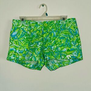 Lilly Pulitzer Women's Walsh Shorts blue/green tropical palm SIZE 2